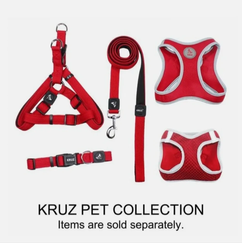 NWT Kruz Reflective Dual Layered  Mesh Dog Harness Limited Edition Red Size XS